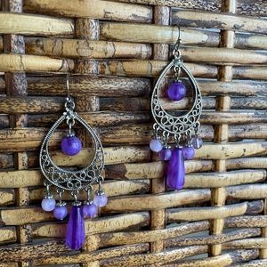 Amazon purple dangle earrings